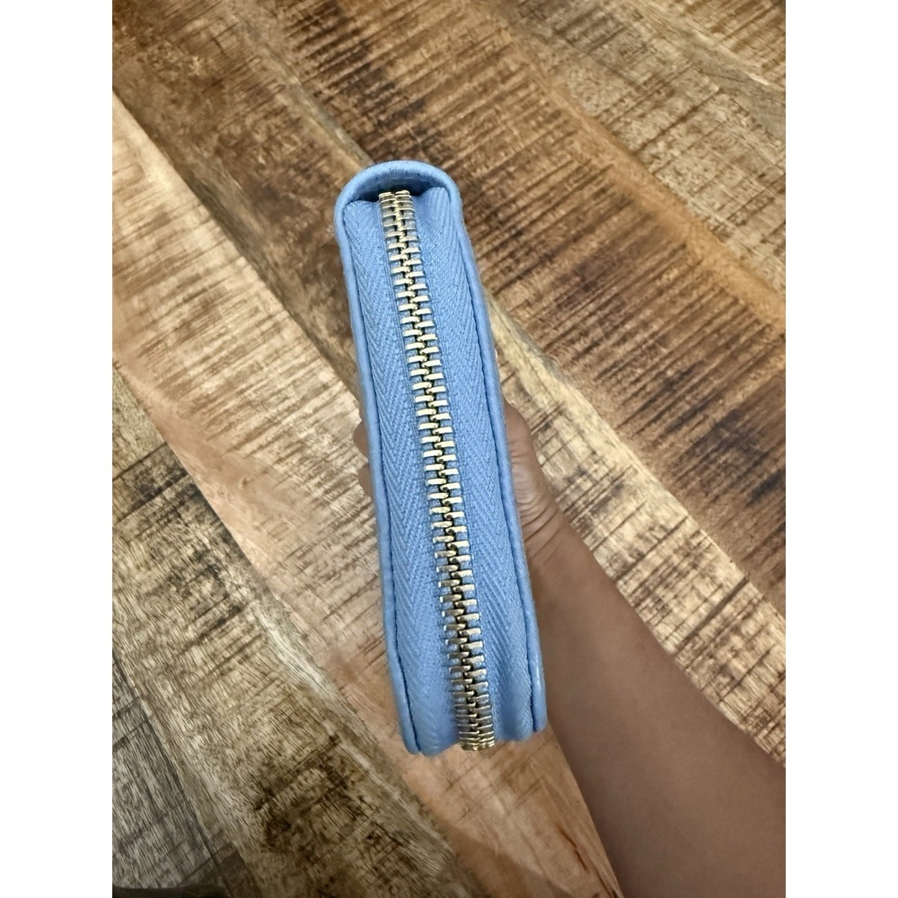 Gucci GG Canvas Round Zipper Wallet Beige Blue - Picture 5 of 9